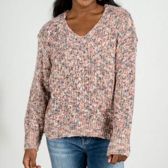 LUSH MULTI COLOR LONG SLEEVE SWEATER PINK Multi Women Size Small - Picture 1 of 5